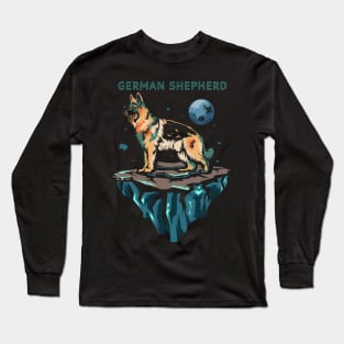 German shepherd in space Long Sleeve T-Shirt